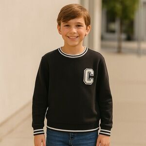 NWT Denim & Flower Unisex Varsity Fleece Sweatshirt 11/12